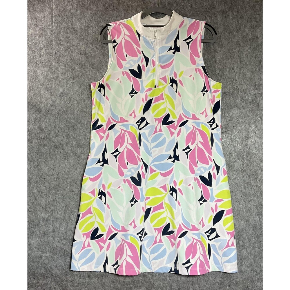 Tommy Bahama Dress Womens Large Multicolor Floral Mock Neck Sleeveless Golf